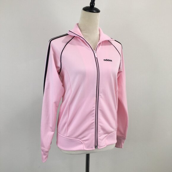 ADIDAS Pink Black Striped Long Sleeve Tracksuit Jacket - Picture 1 of 12